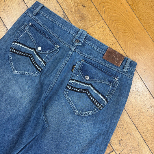 Vintage Red Ape Embroidered Hip Hop Blue Baggy Shorts Jorts - 40