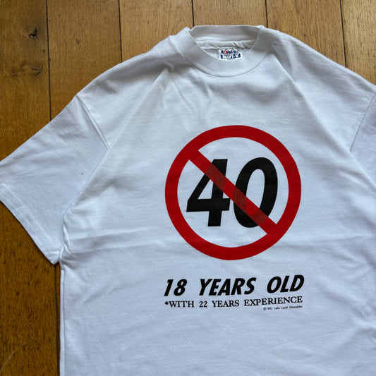 Vintage 1992 Funny Single Stitch White Graphic T-Shirt - S/M