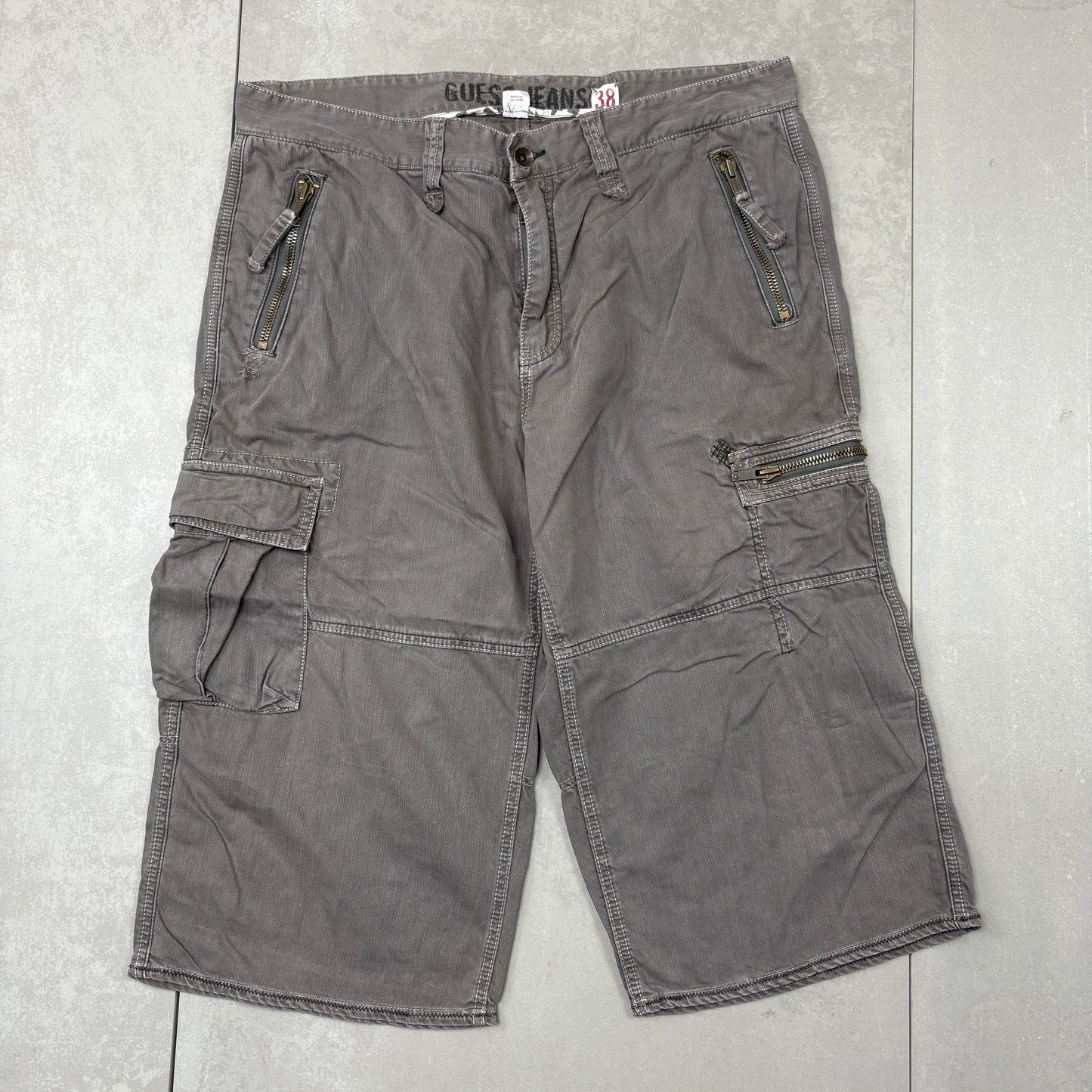 Vintage Guess Grey Cargo Hip Hop Baggy Shorts Jorts - 40