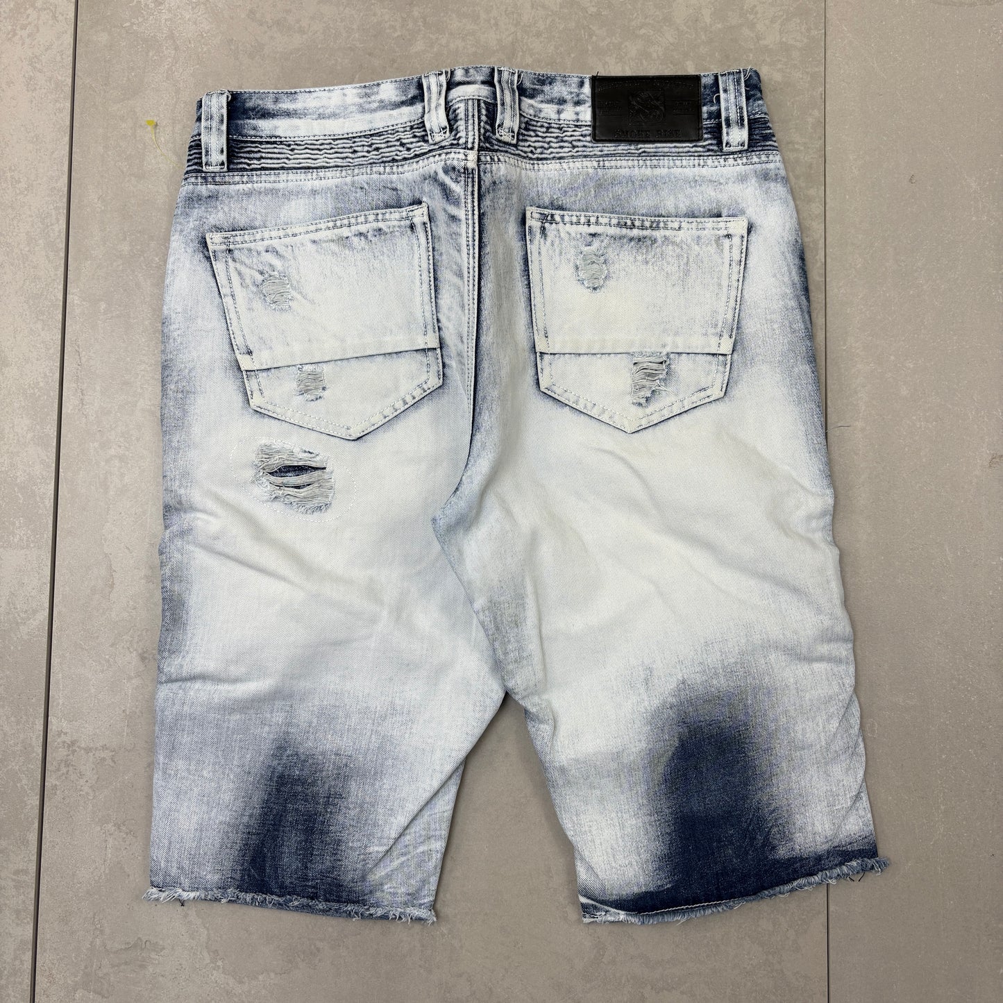 Vintage Acid Wash Blue Hip Hop Shorts Jorts - 36