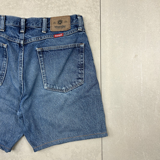 Vintage Wrangler Blue Denim Carpenter Baggy Shorts - 36