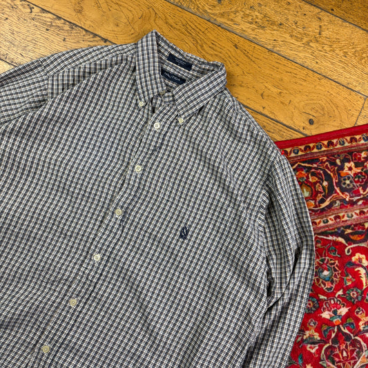 Vintage Nautica Grey Check Embroidered Shirt - XL