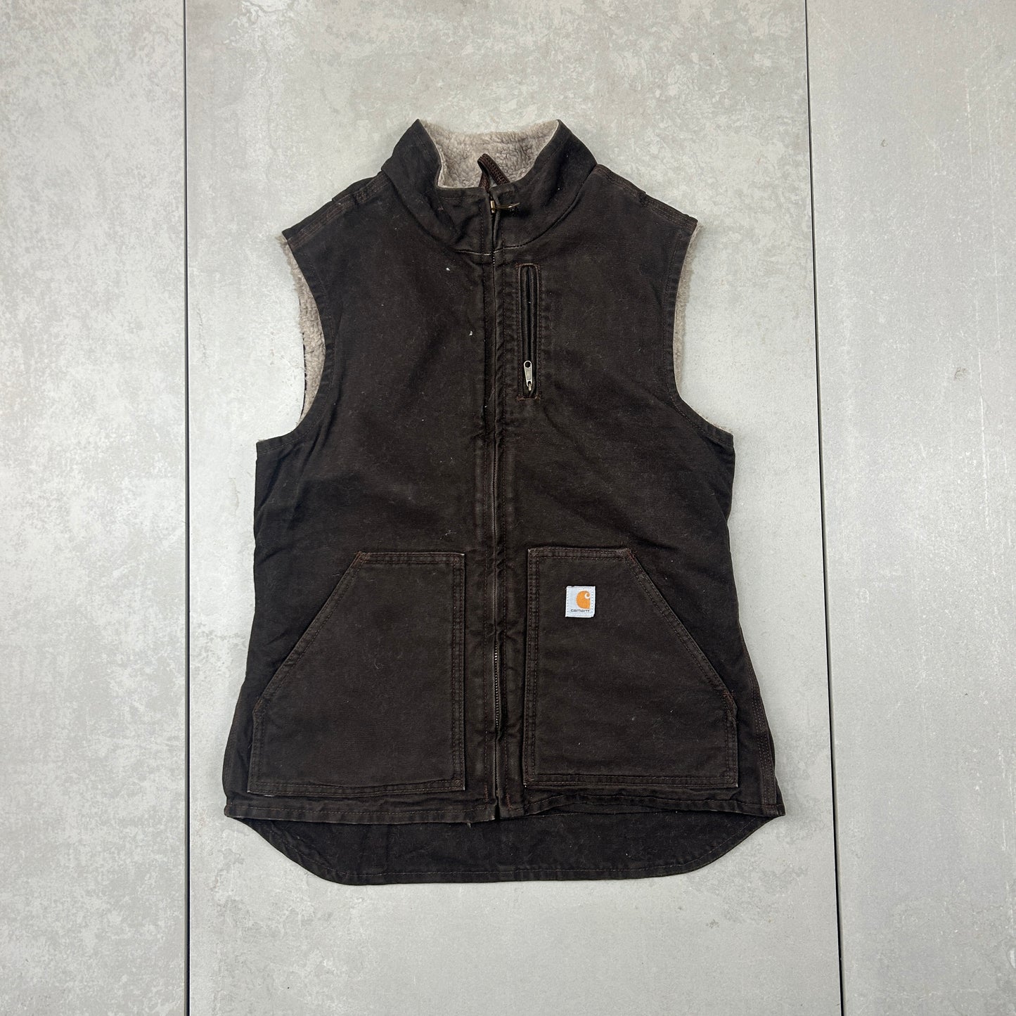 Vintage Carhartt Workwear Detroit Brown Cropped Vest Gilet - XS