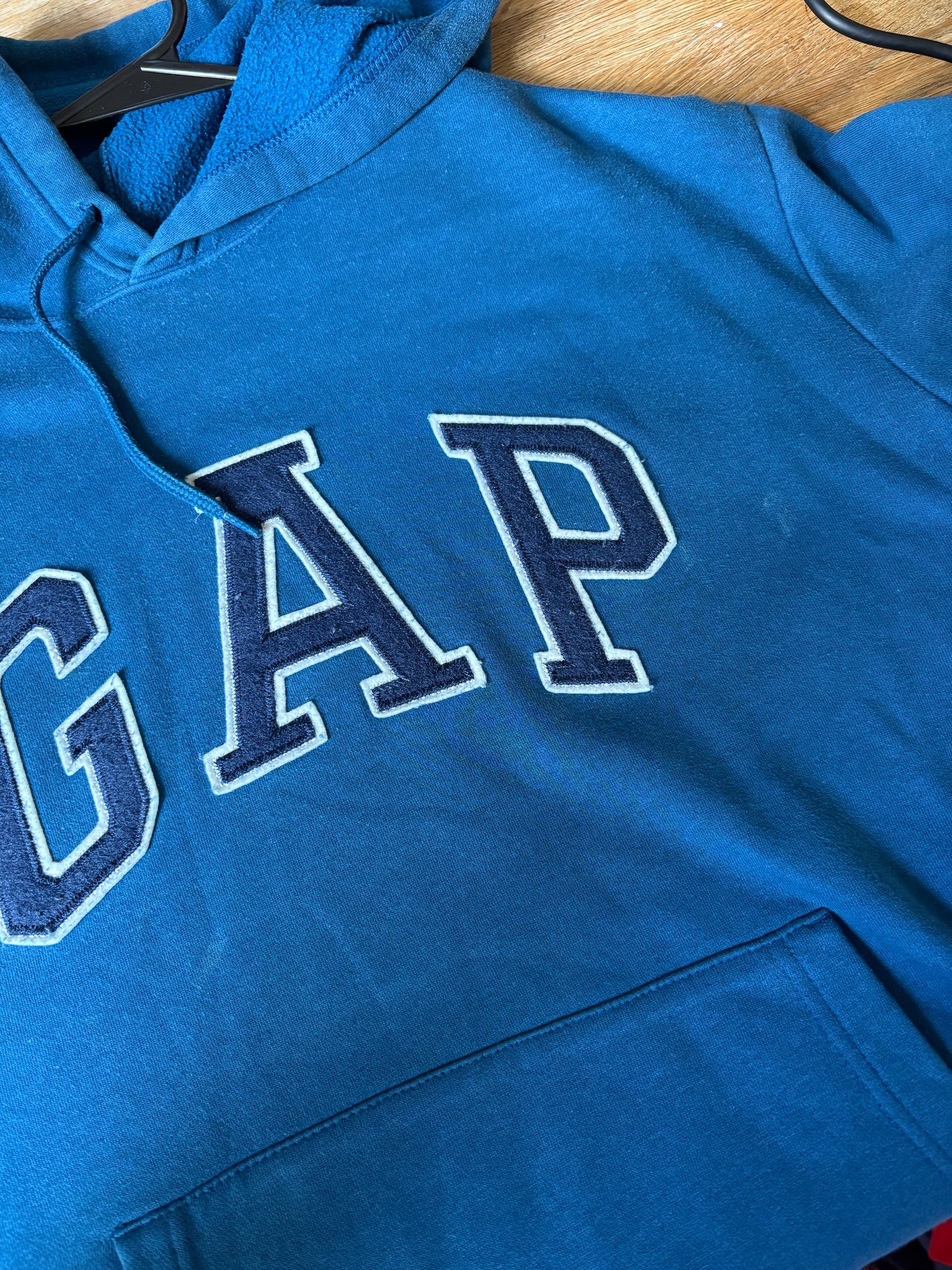 Vintage GAP Blue Embroidered Hoodie Sweatshirt - L