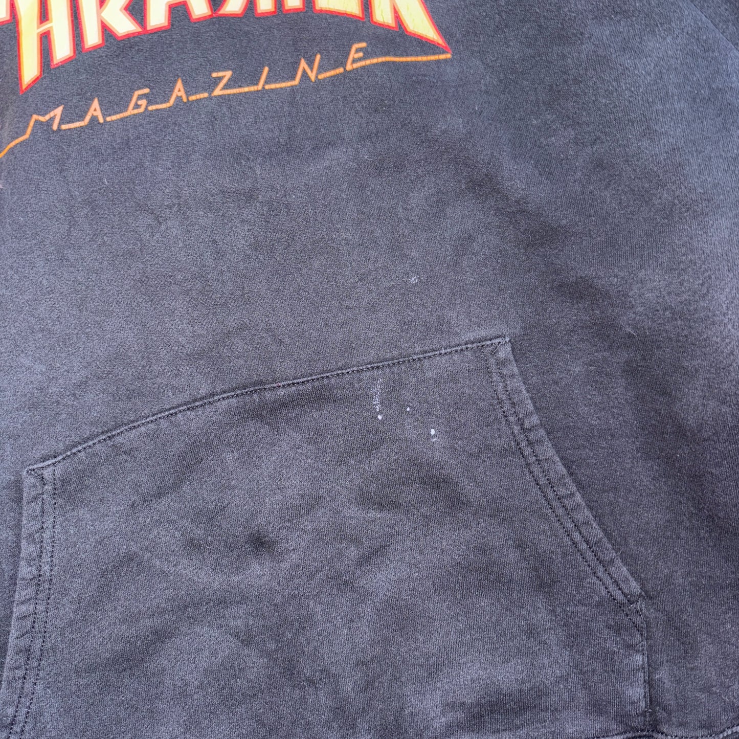 Vintage Thrasher Black Skate Flames Hoodie Sweatshirt - XL