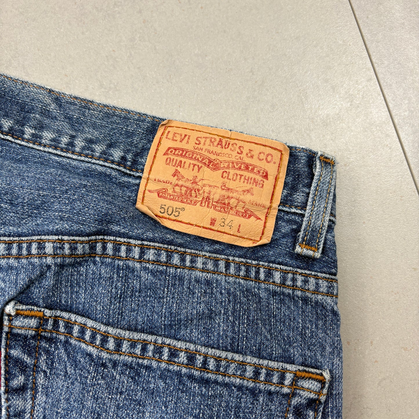 Vintage Levis 505 Blue Baggy Denim Shorts - 34