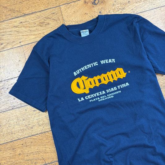 Vintage Corona Beer Navy Embroidered T-Shirt - S
