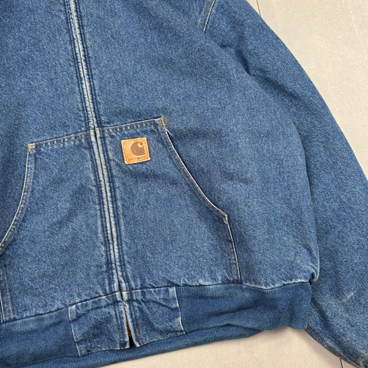 Vintage Carhartt Active Blue Denim Workwear Jacket - XL