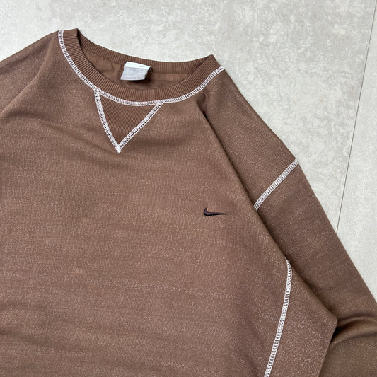 Vintage Nike Brown Embroidered Sweatshirt - L