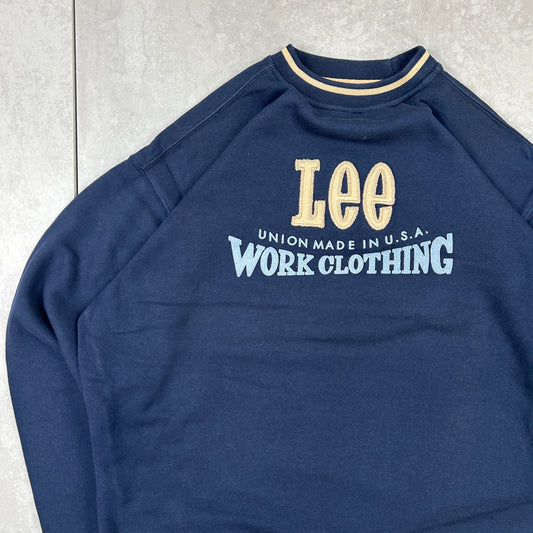 Vintage Lee Navy Embroidered Sweatshirt - M