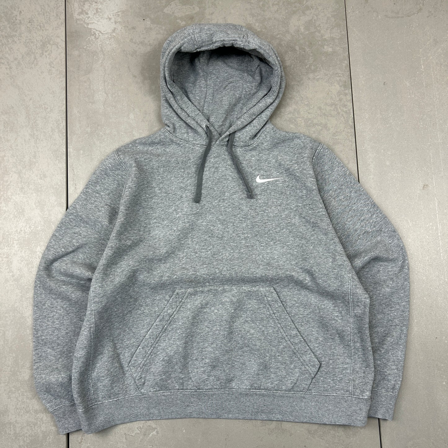 Vintage 00s Nike Swoosh Embroidered Grey Cropped Hoodie Sweatshirt - XL