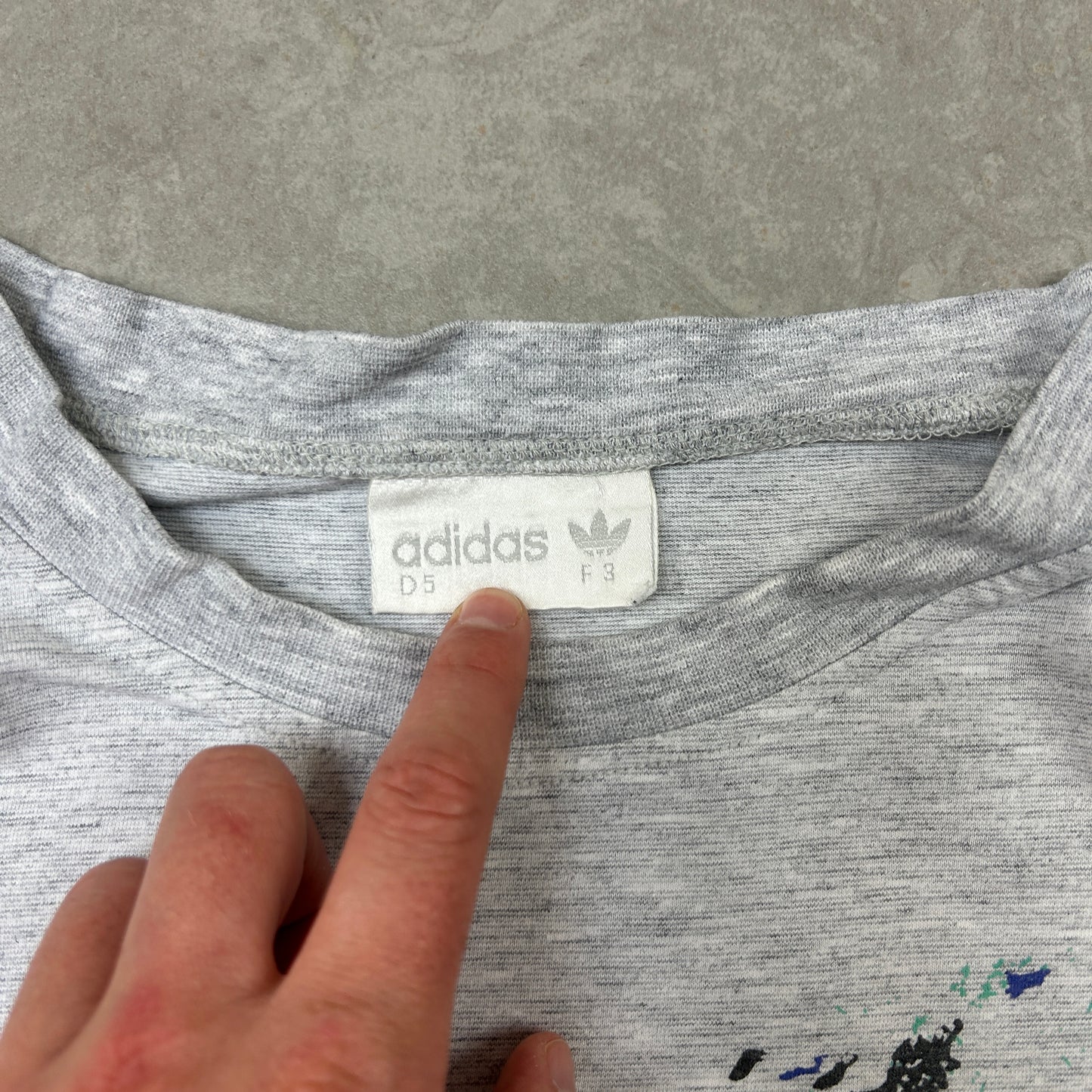 Vintage 80s Adidas Grey Single Stitch Graphic T-Shirt - L