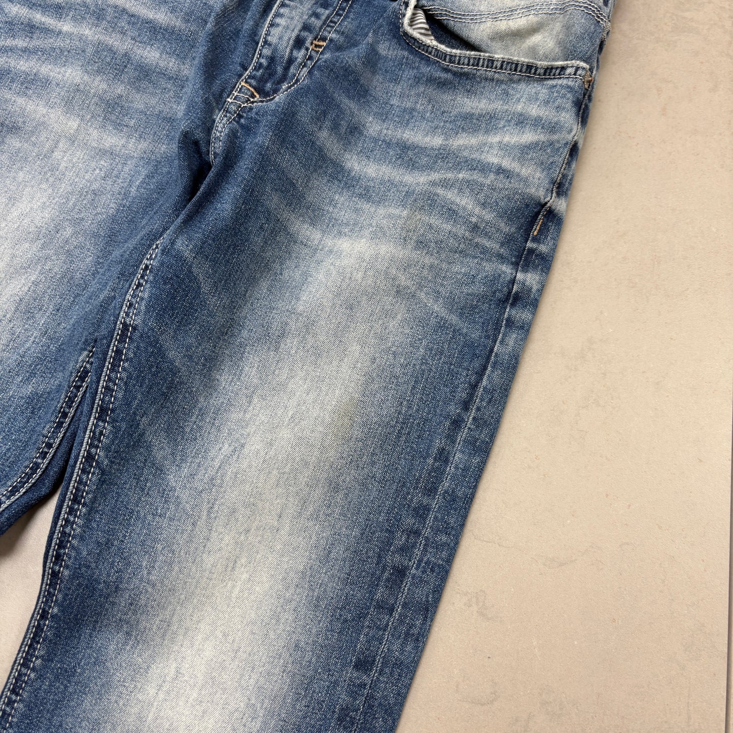 Vintage Embroidered Hip Hop Straight Blue Jeans - 32