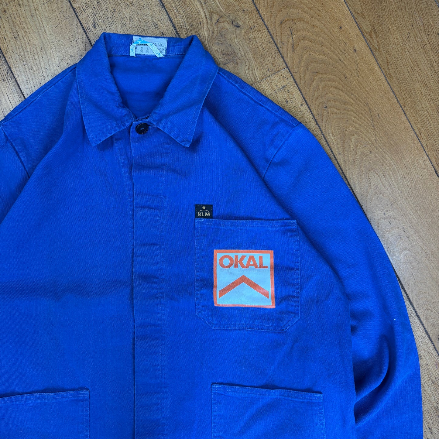 Vintage French Chore Workwear Jacket Blue Overcoat - L