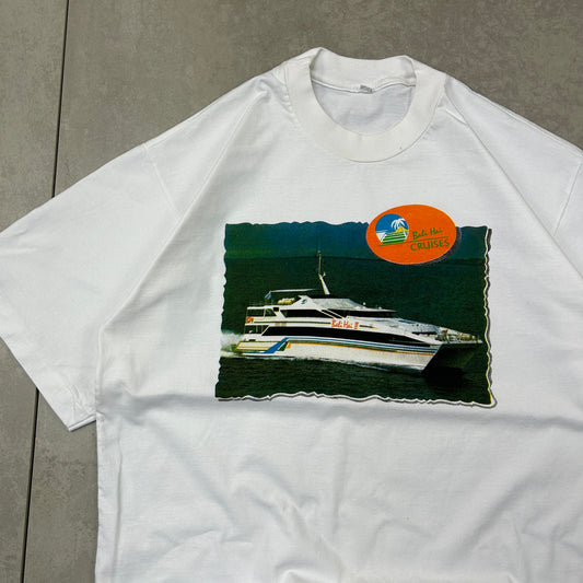 Vintage 90s Bali Cruise Single Stitch Graphic White T-Shirt - M