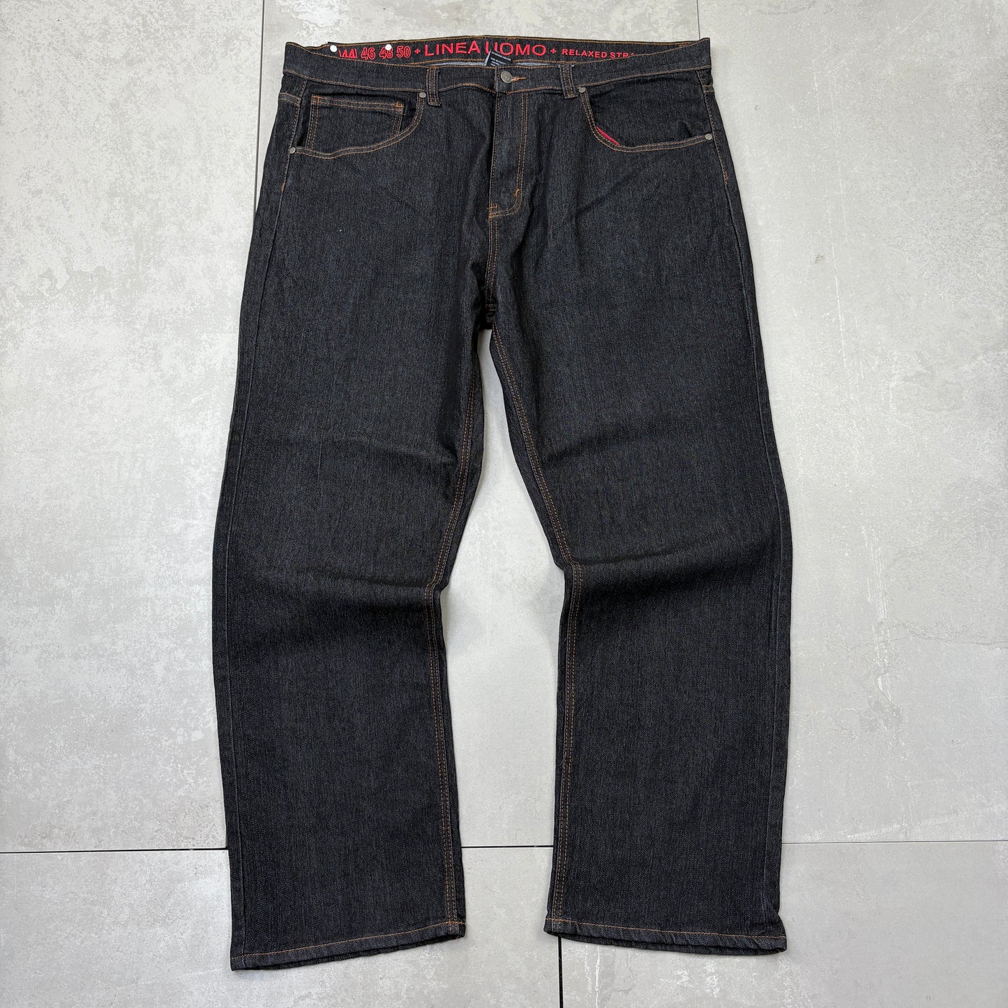 Vintage Embroidered Hip Hop Black Baggy Jeans - 46