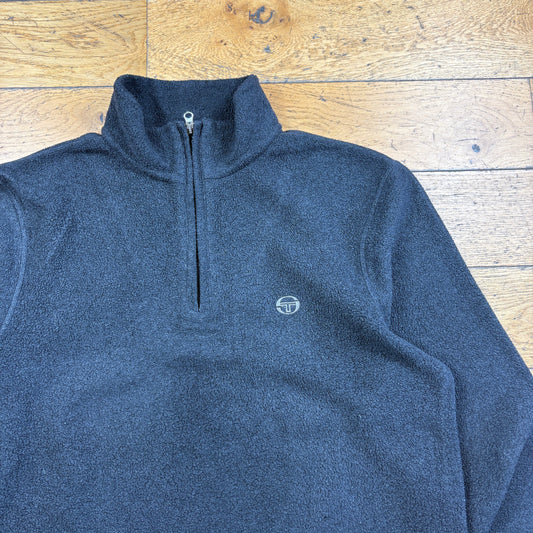 Vintage Sergio Tacchini Black Embroidered Fleece Sweatshirt - XL