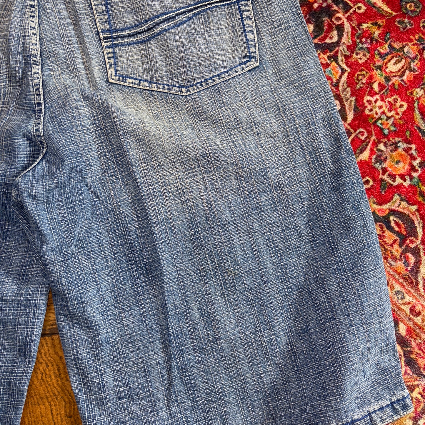 Vintage PJ Mark Blue Embroidered Y2K Hip Hop Baggy Jeans Shorts Jorts - 42