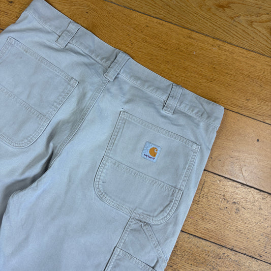 Vintage Carhartt Cream Workwear Baggy Carpenter Shorts - 34