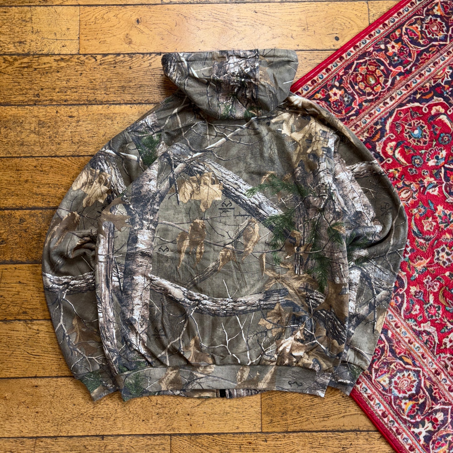 Vintage Realtree Camo Green Zip Hoodie Sweatshirt - L