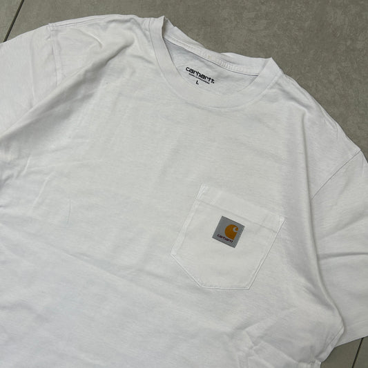 Vintage Carhartt Pocket Logo White T-Shirt - L