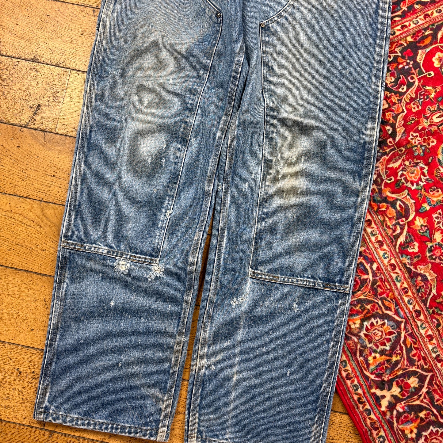 Vintage Carhartt Blue Double Knee Workwear Carpenter Baggy Jeans - 32