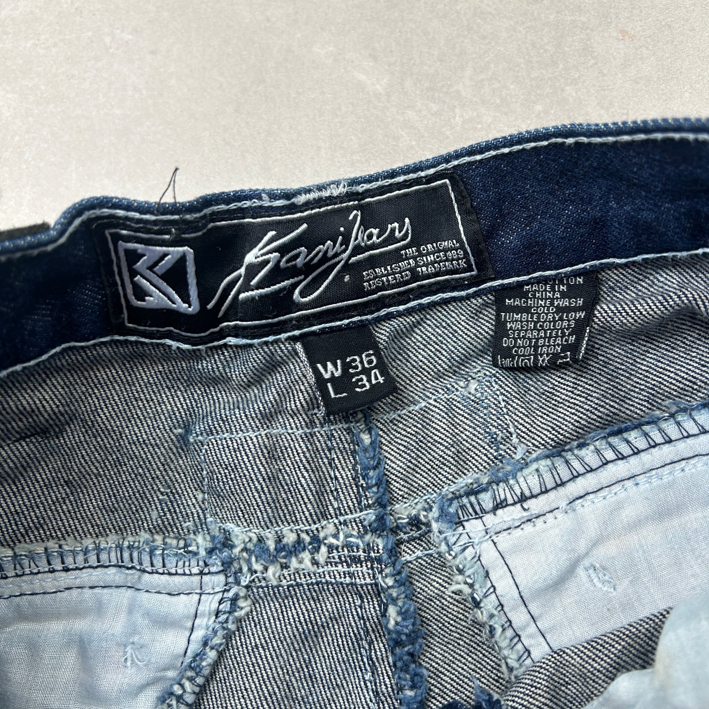 Vintage Karl Kani Hip Hop Baggy Cargo Blue Jeans - 36