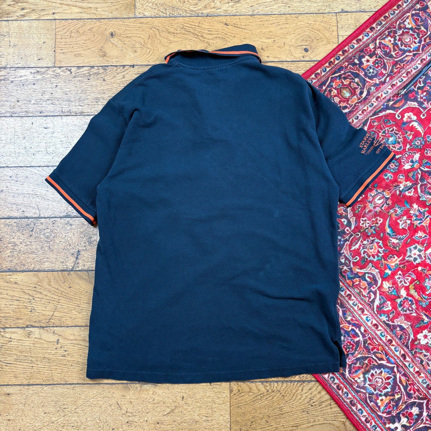 Vintage Harley Davidson Black Embroidered Polo T-Shirt - L