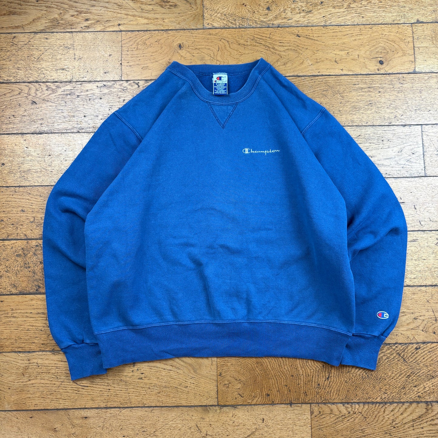 Vintage Champion Blue Embroidered Sweatshirt - XL