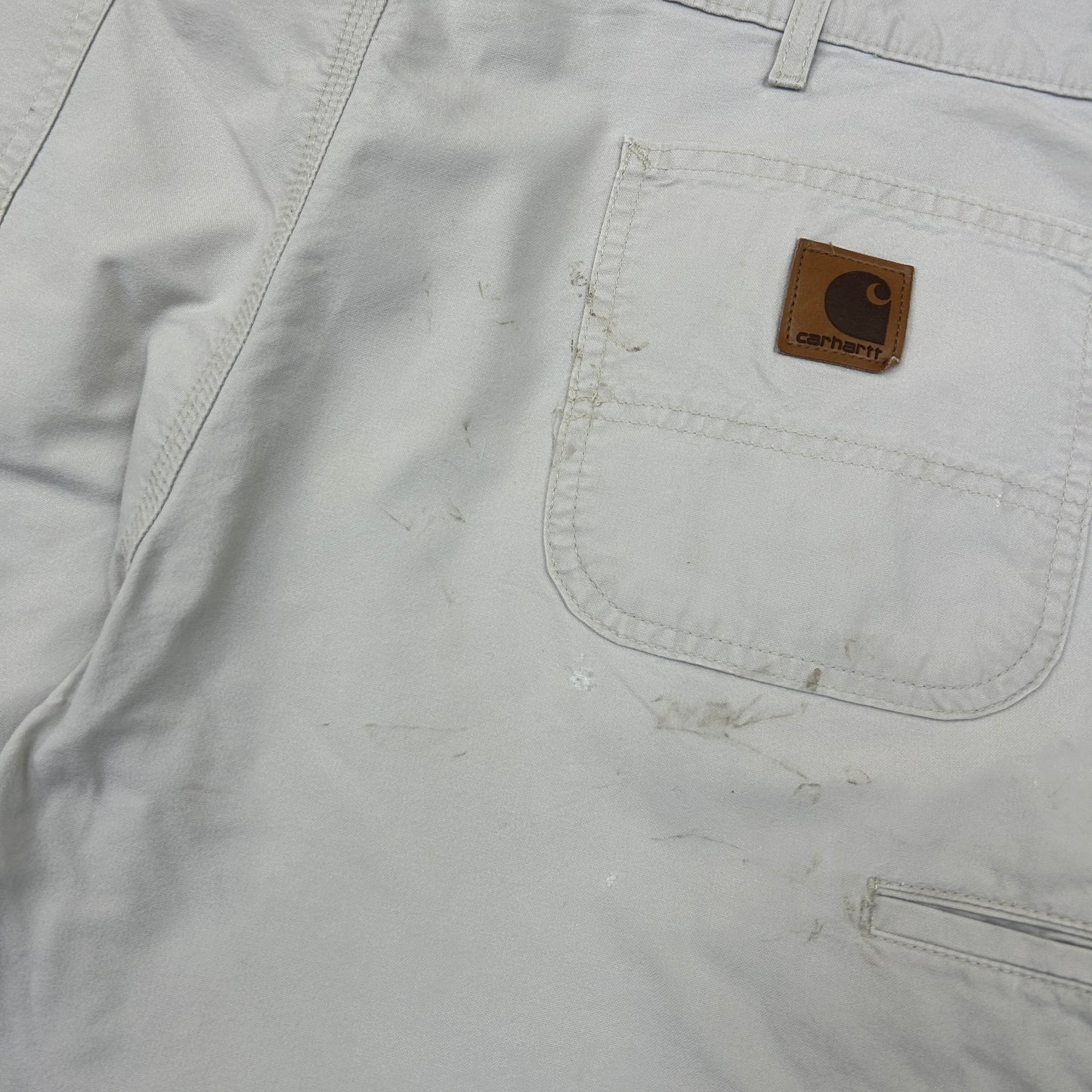 Vintage Carhartt Workwear Baggy Cream Carpenter Shorts - 40