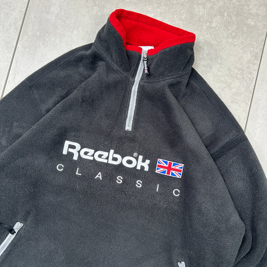 Vintage Reebok Black Fleece Embroidered Sweatshirt - XL