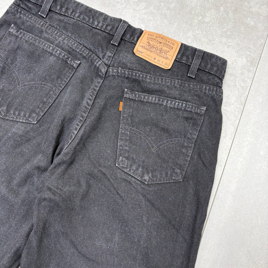 Vintage Levis 550 Orange Tab Black Baggy Denim Shorts - 36