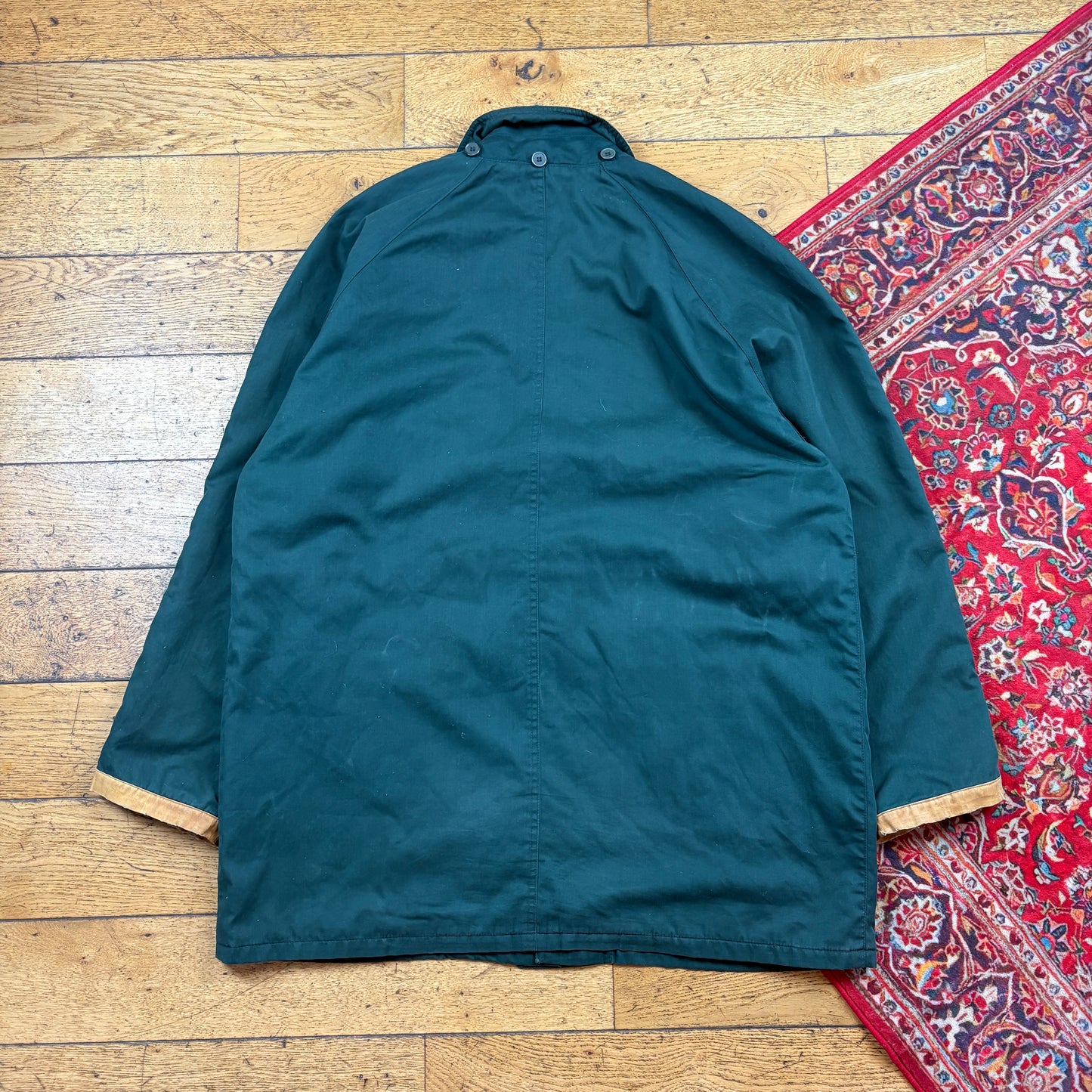 Vintage Green Fireman Clasp Trench Chore Parka Coat Jacket - XL