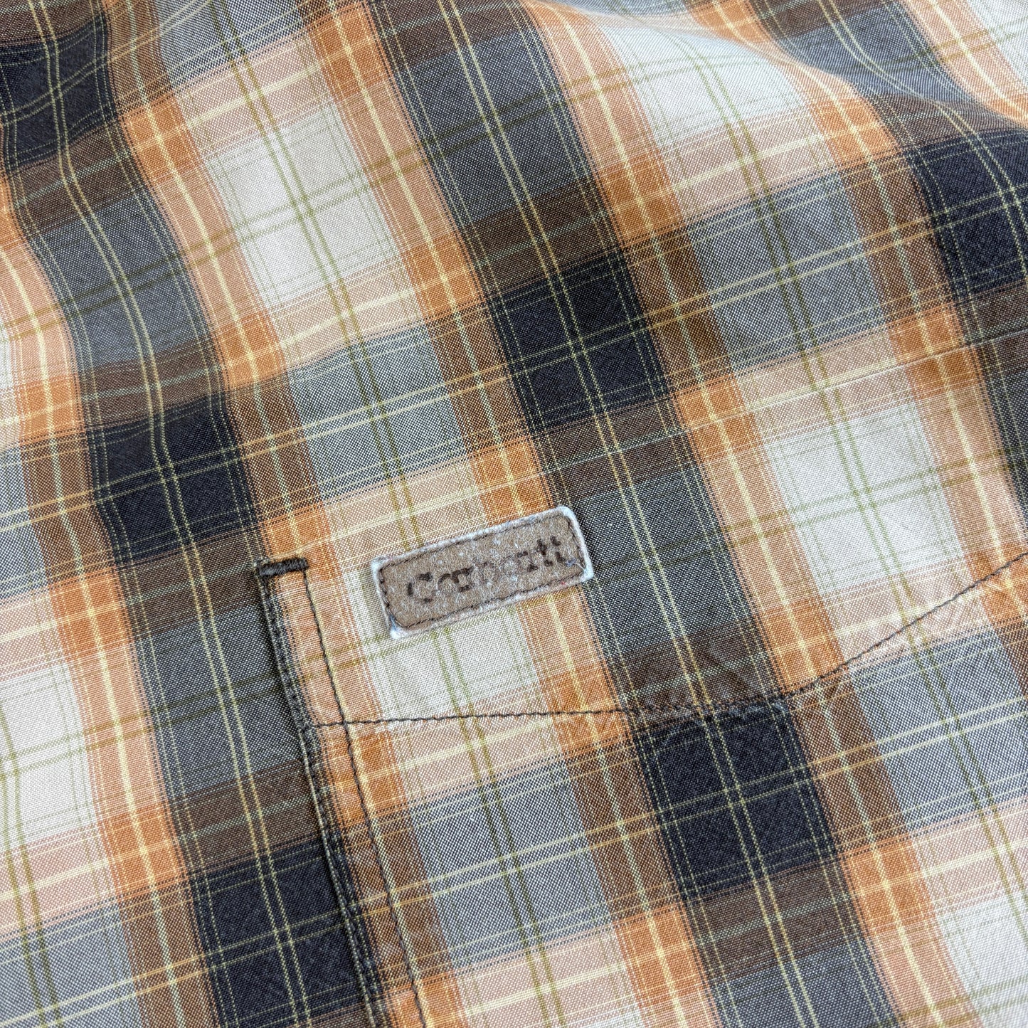 Vintage Carhartt Brown Orange Check Workwear Shirt - XL