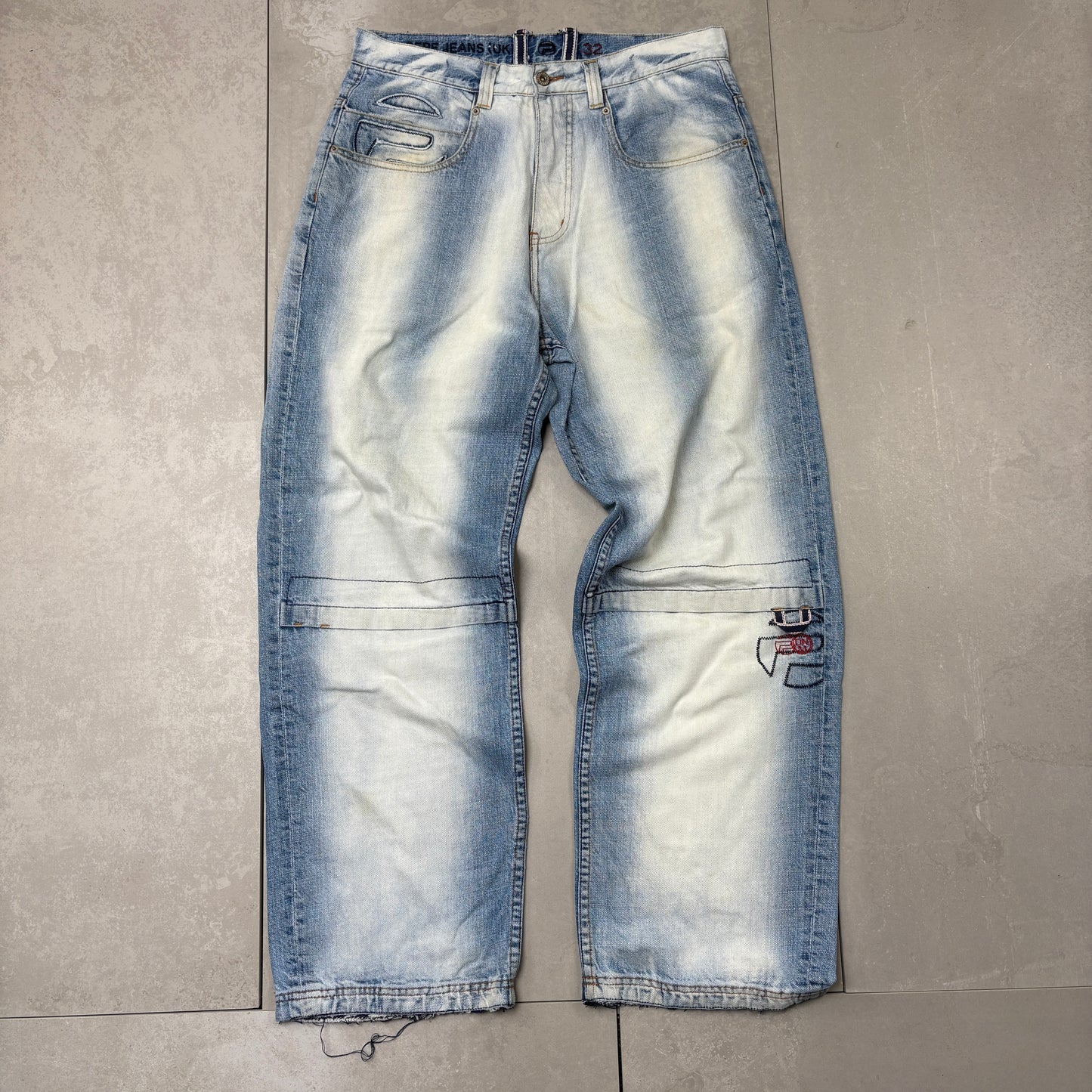 Vintage Pepe Jeans Blue Embroidered Hip Hop Baggy Jeans - 34