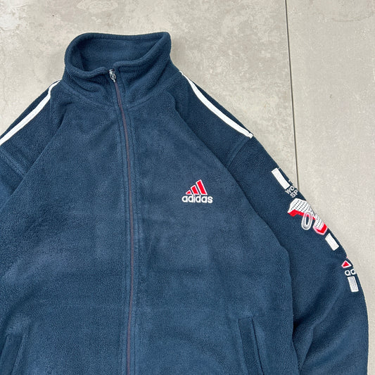 Vintage 90s Adidas Embroidered Fleece Navy Sweatshirt - L