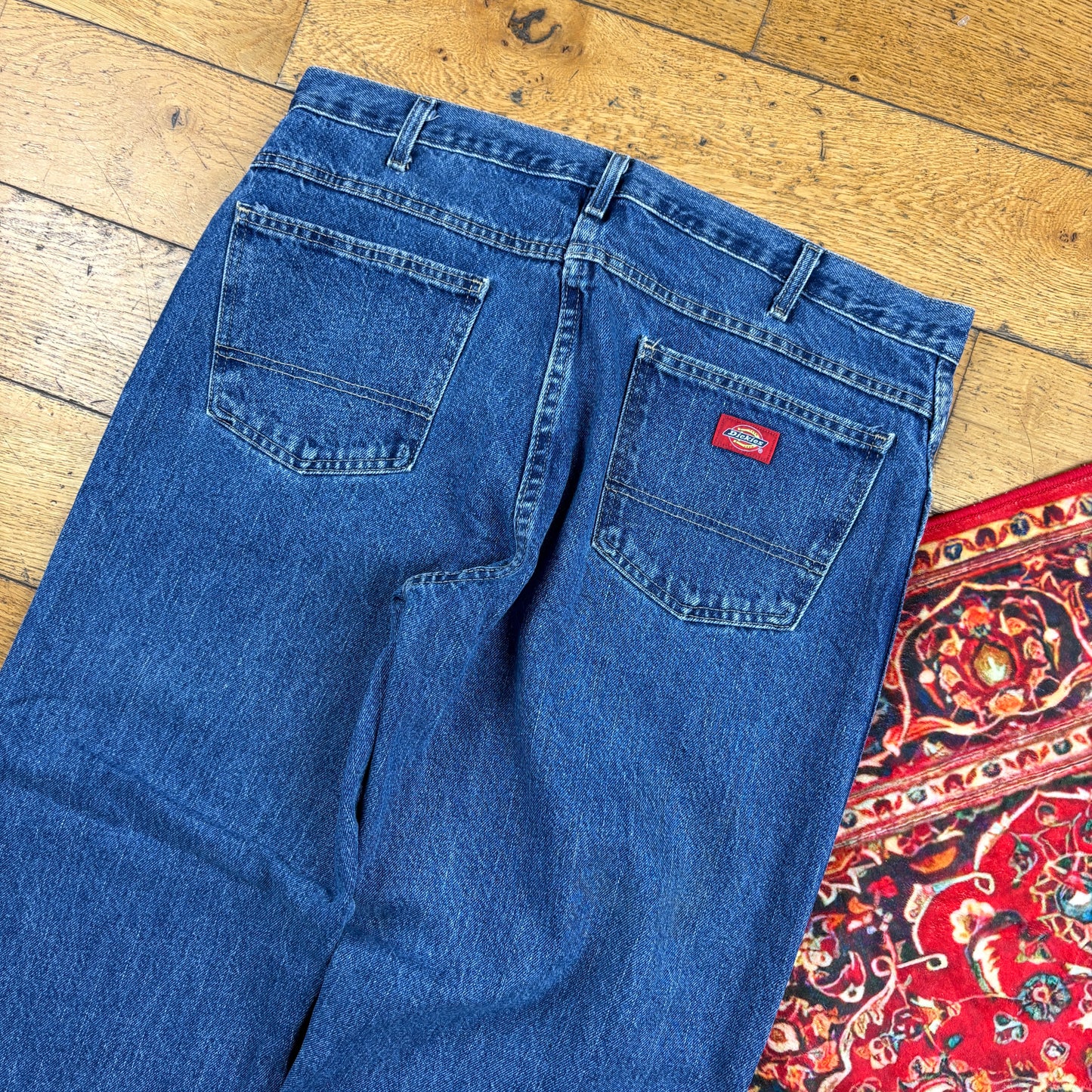 Vintage Dickies Workwear Carpenter Baggy Blue Trousers - 36