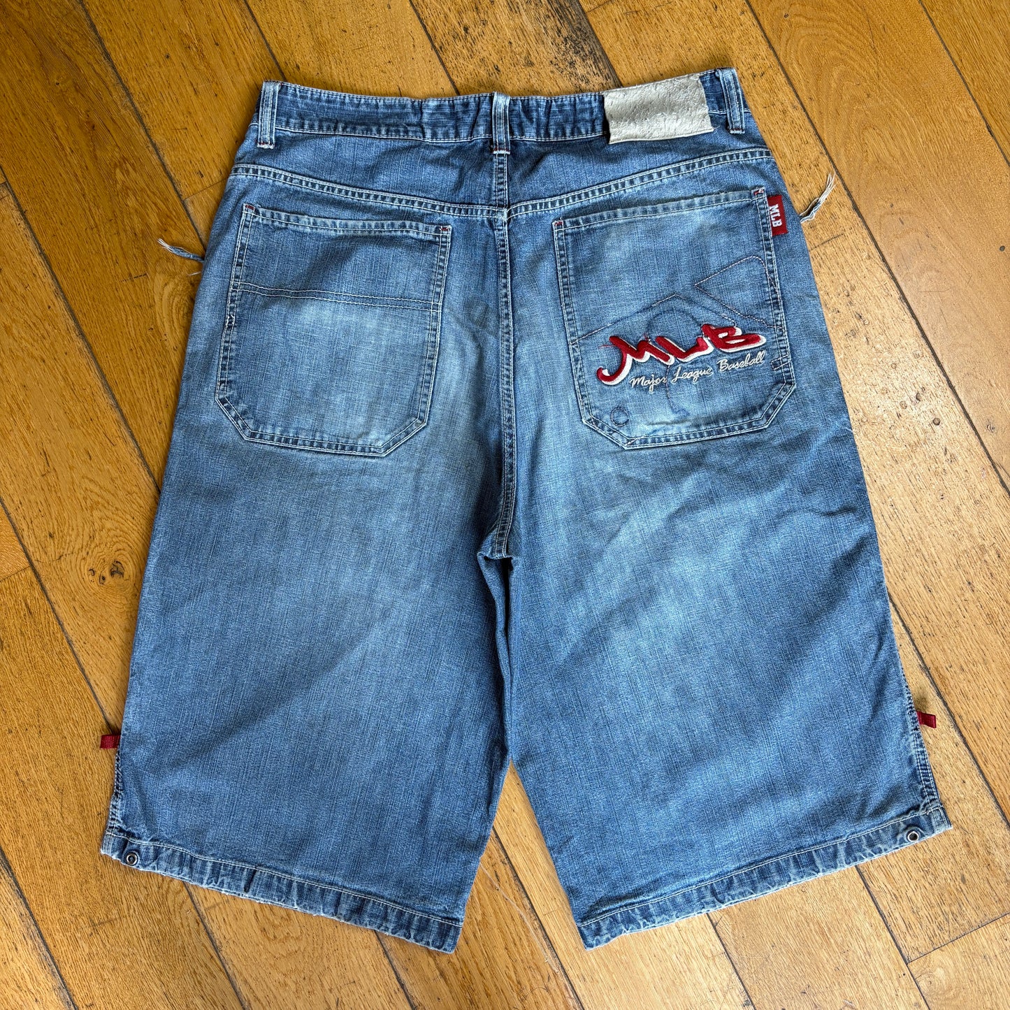 Vintage MLB Embroidered Hip Hop Baggy Blue Shorts Jorts - 34