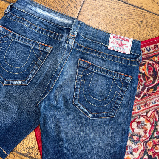 Vintage True Religion Embroidered Y2K Blue Shorts Jorts - Size 10
