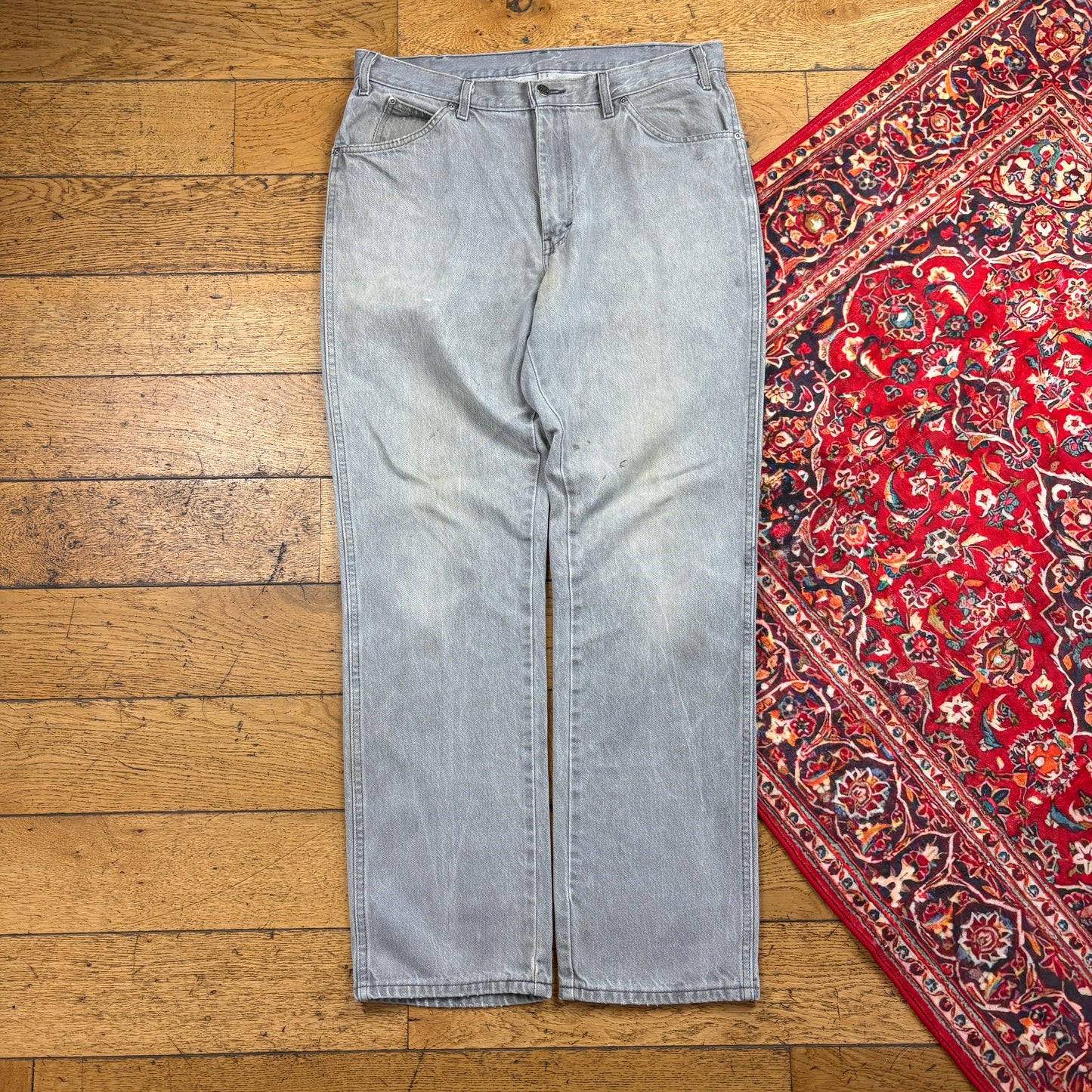 Vintage Dickies Grey Workwear Carpenter Baggy Jeans - 36