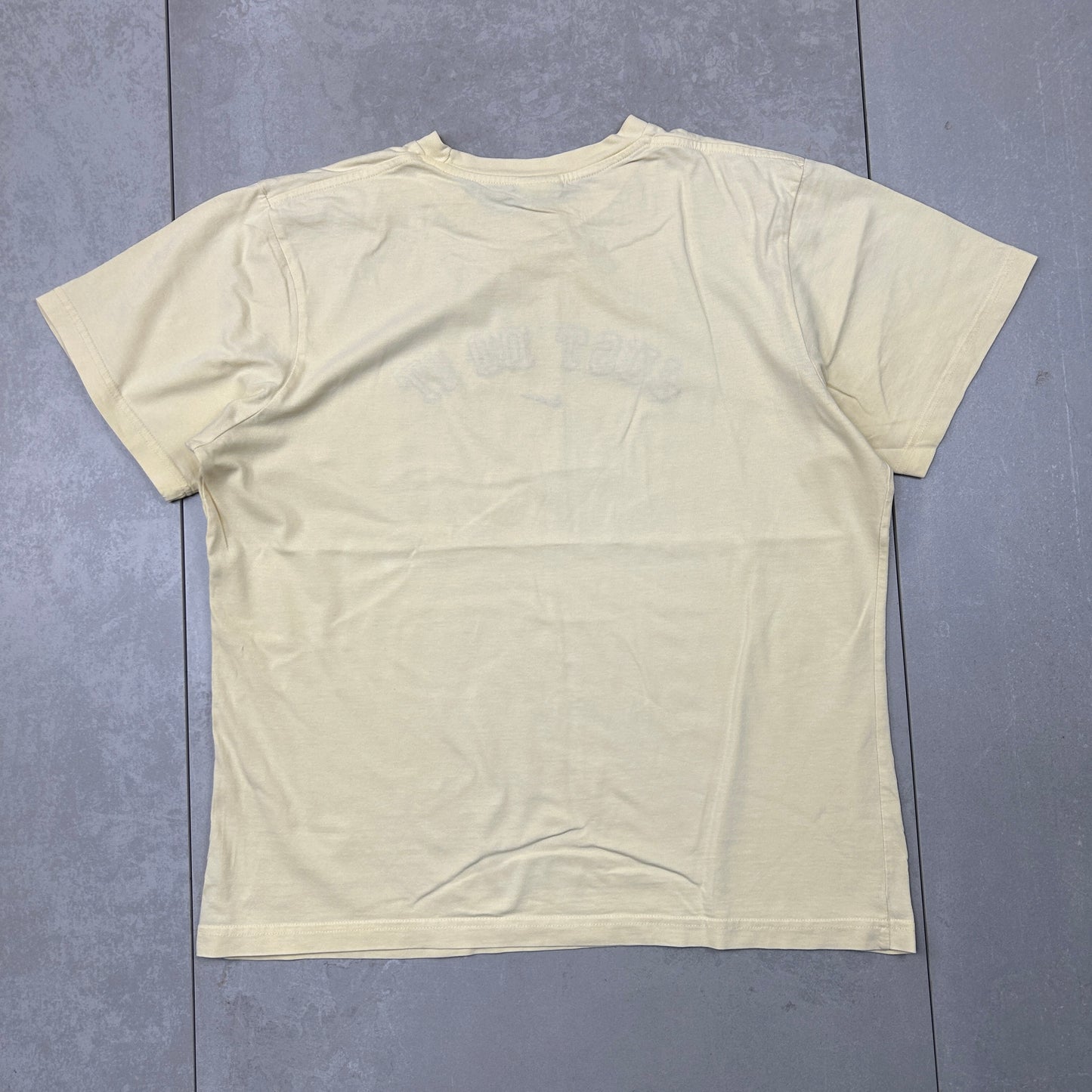 Vintage Nike Embroidered Spellout Yellow Graphic T-Shirt - L