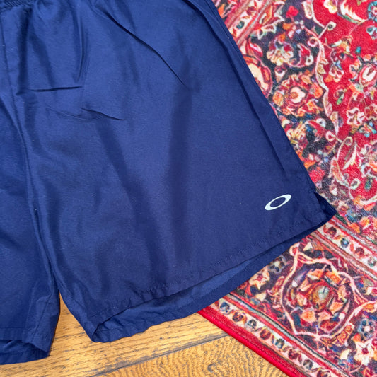 Vintage Oakley Navy Blue Swimming Surfwear Board Trunks Baggy Shorts Jorts - M
