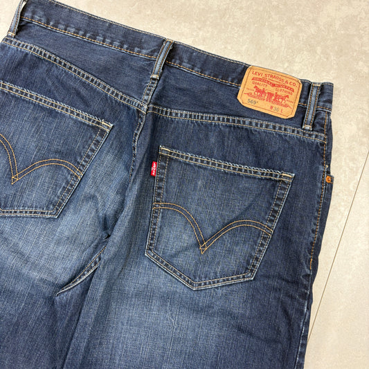 Vintage Levis 569 Blue Baggy Denim Shorts - 36
