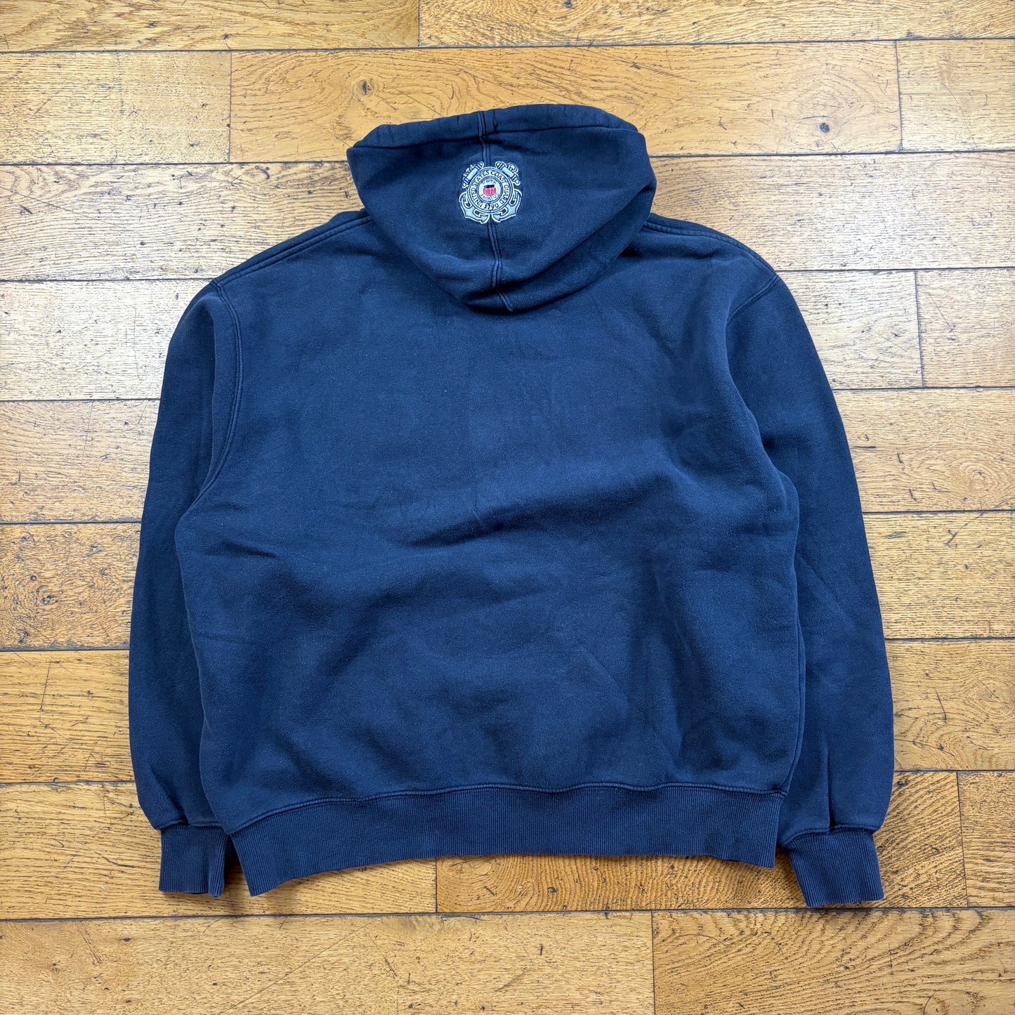 Vintage Champion US Coast Guard Navy Embroidered Hoodie Sweatshirt - L