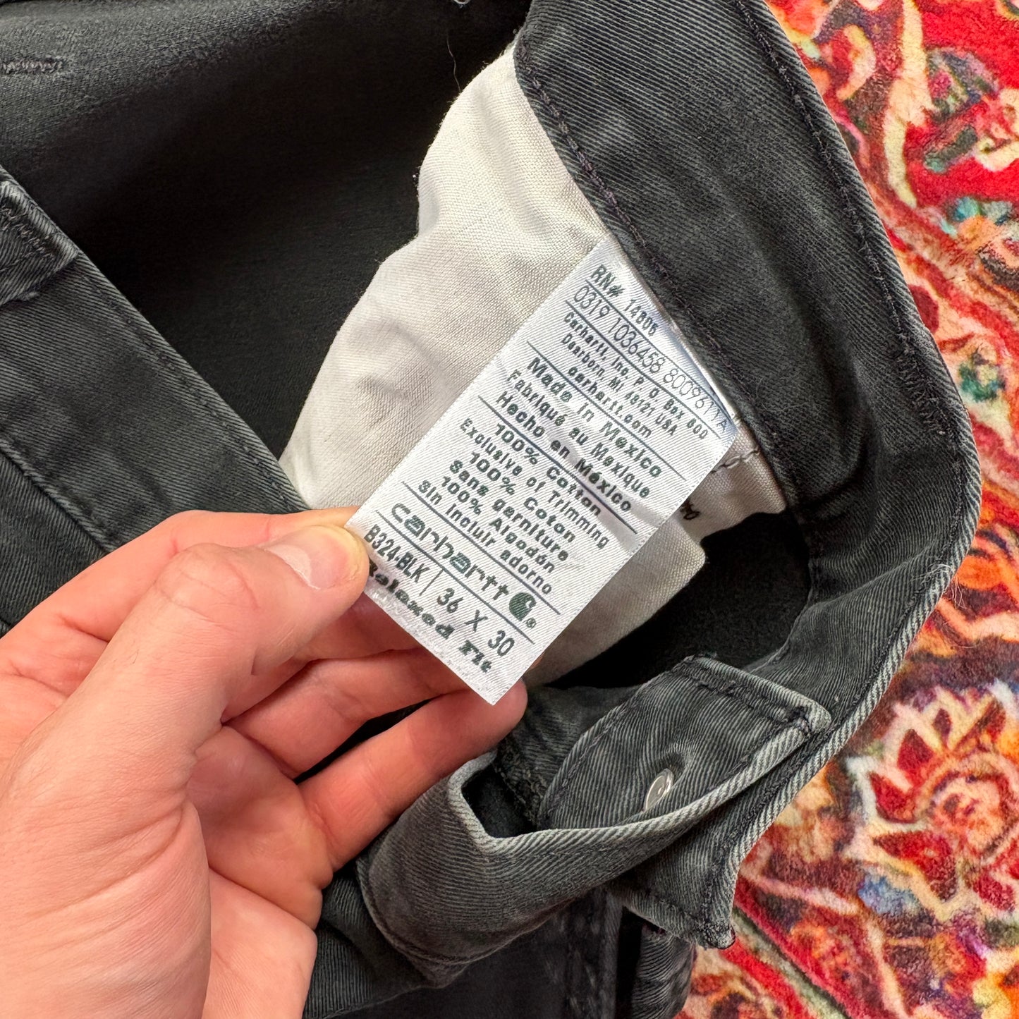 Vintage Carhartt Black Workwear Carpenter Baggy Trousers - 36