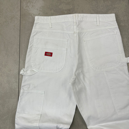 Vintage Dickies Workwear Carpenter Baggy White Trousers - 34