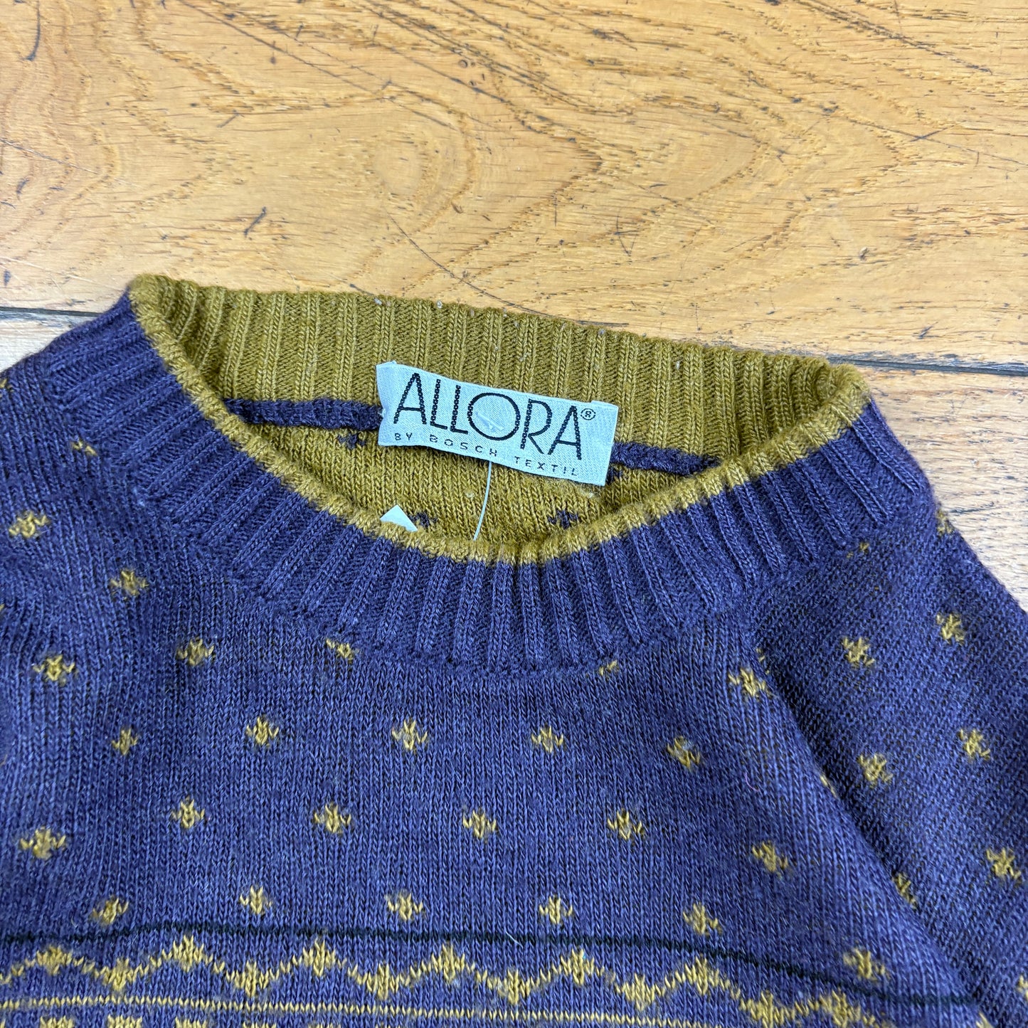 Vintage Purple Pattern Italian Knit Jumper - M