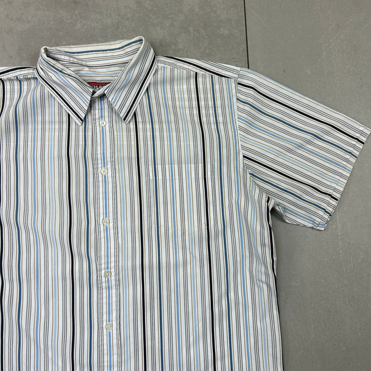 Vintage Ralph Lauren Chaps Stripe Short Sleeve White Shirt - XL