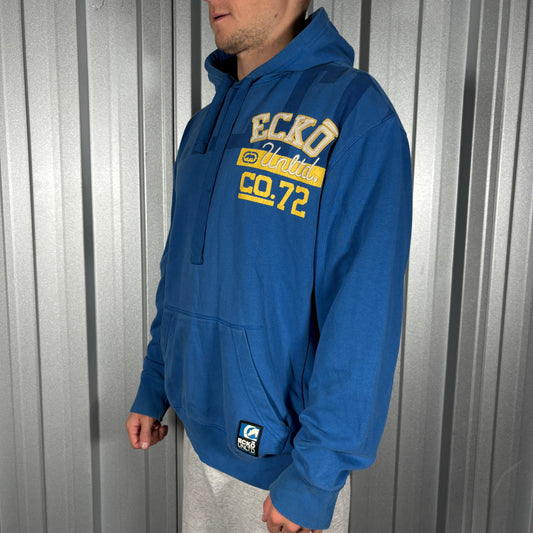 Ecko Unltd Blue Hip Hop Y2K Hoodie Sweatshirt - L