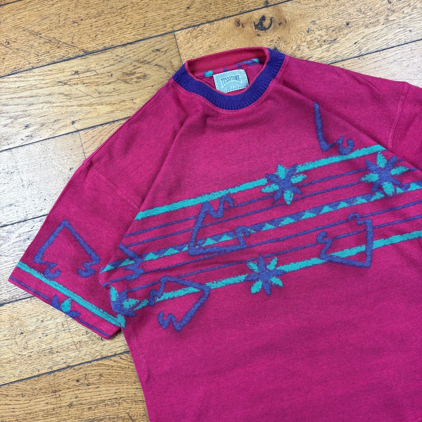 Vintage 90s Pattern Pink Graphic T-Shirt - XL